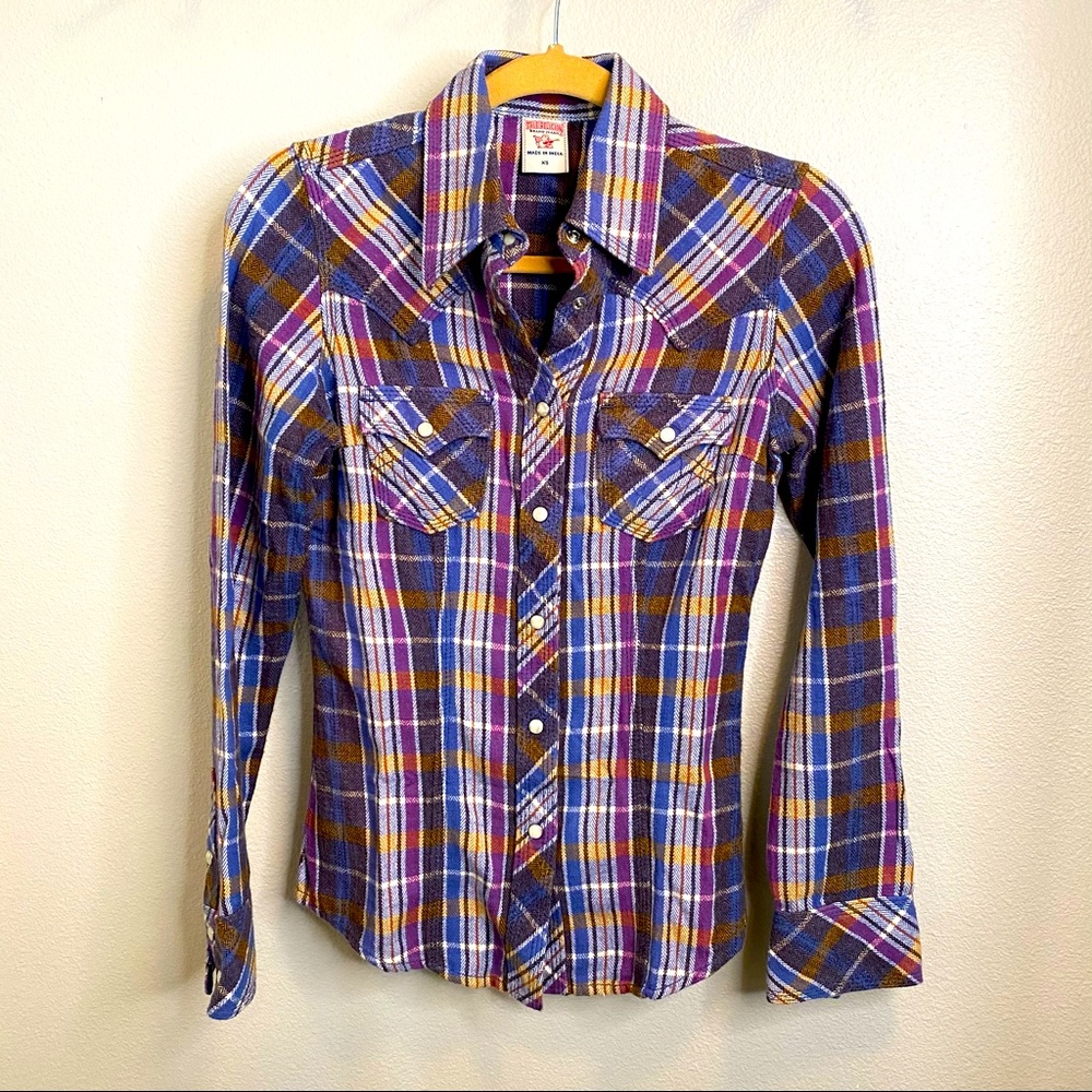 Plaid True Religion button up long sleeve shirt